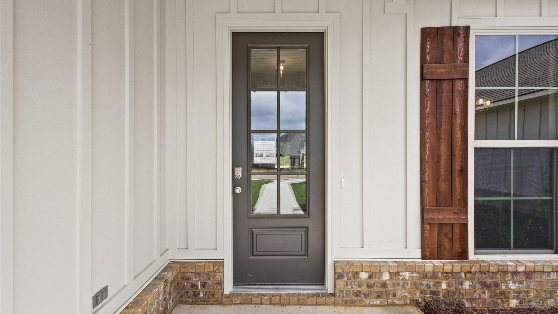 Exterior of front door painted grey