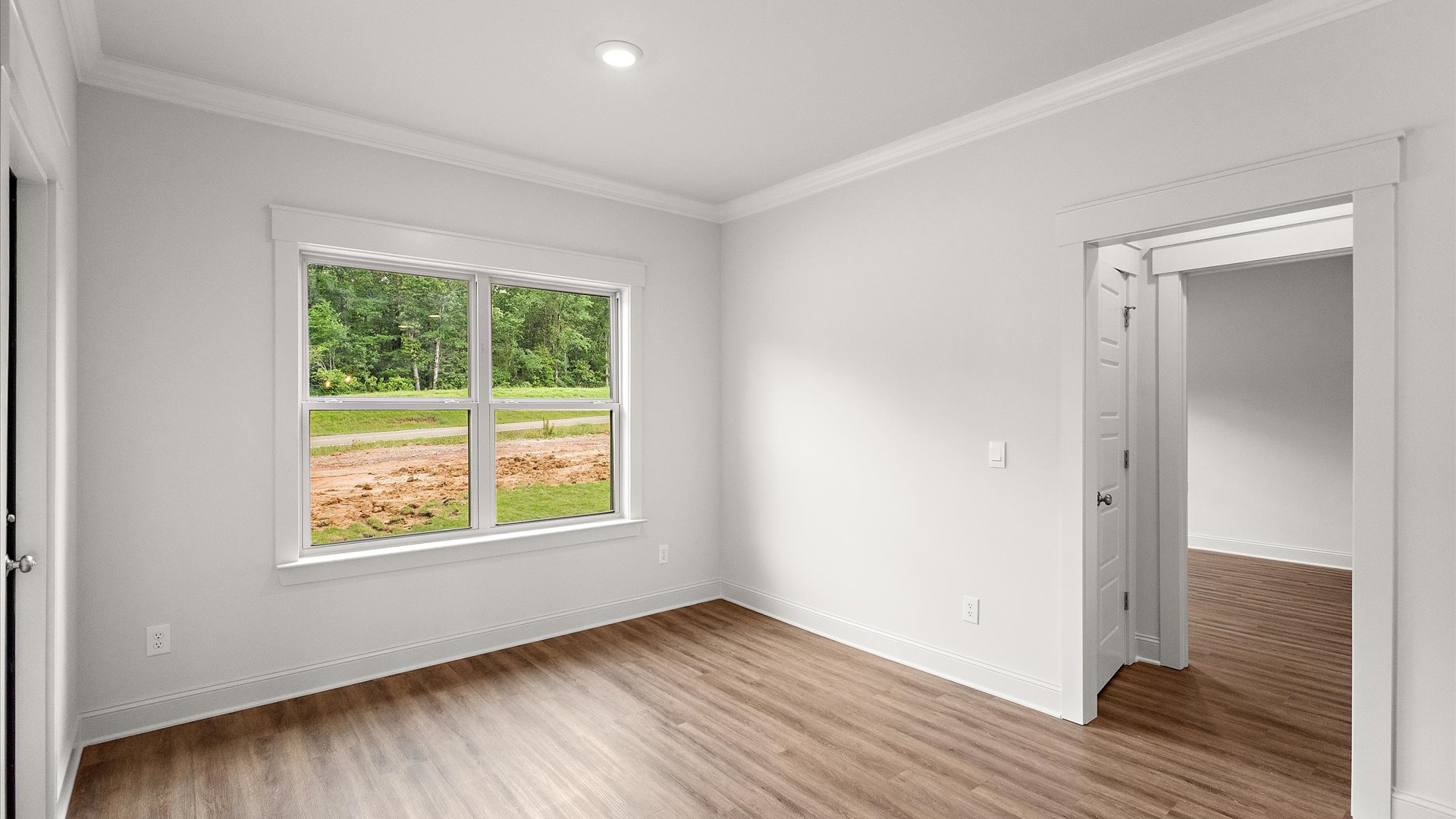 interior bedroom with large window