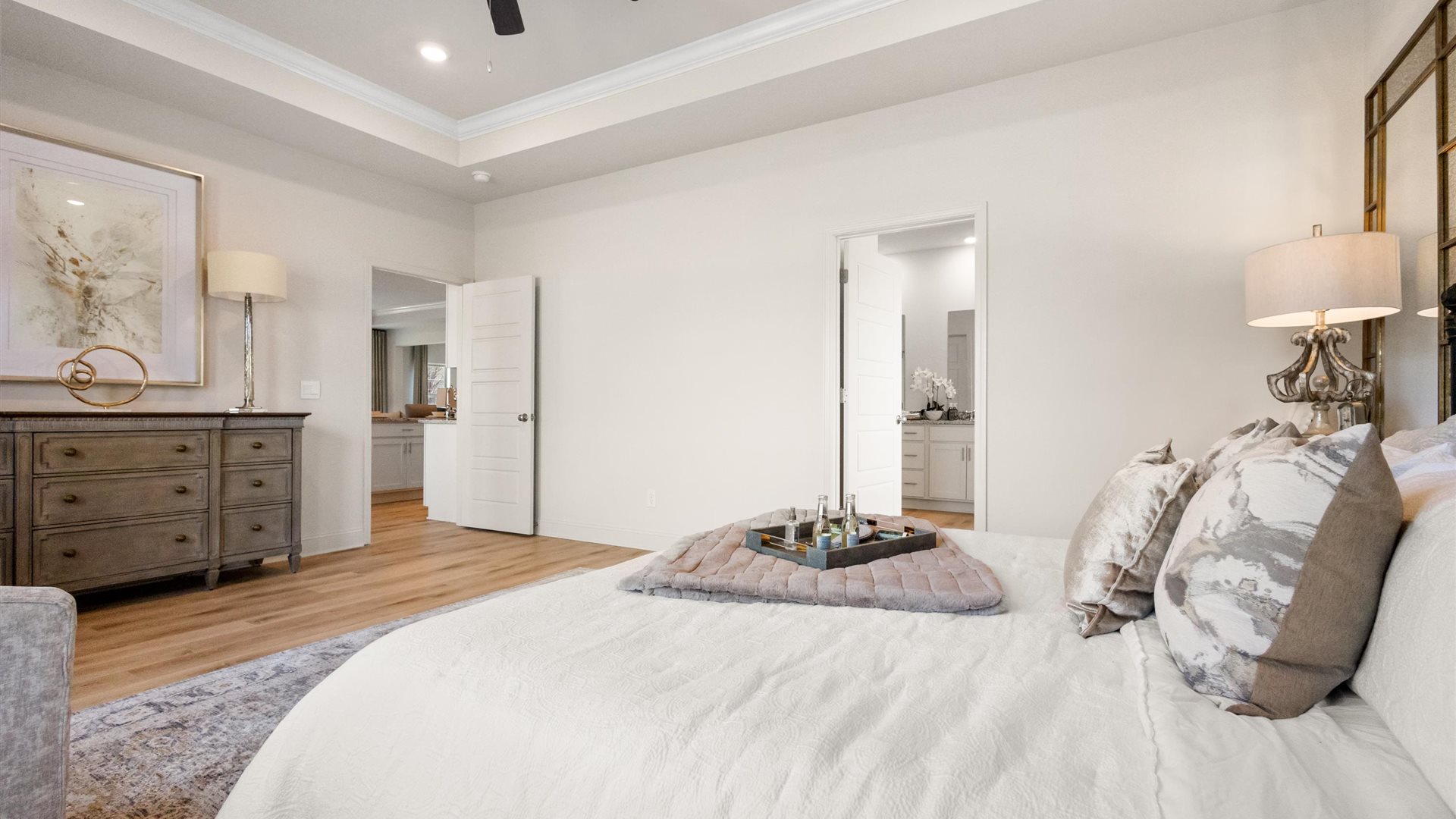 Horseshoe Bend D.R. Horton’s new home features a stylish, calm oasis in the primary bedroom with a walk-in closet, spa-inspired ensuite