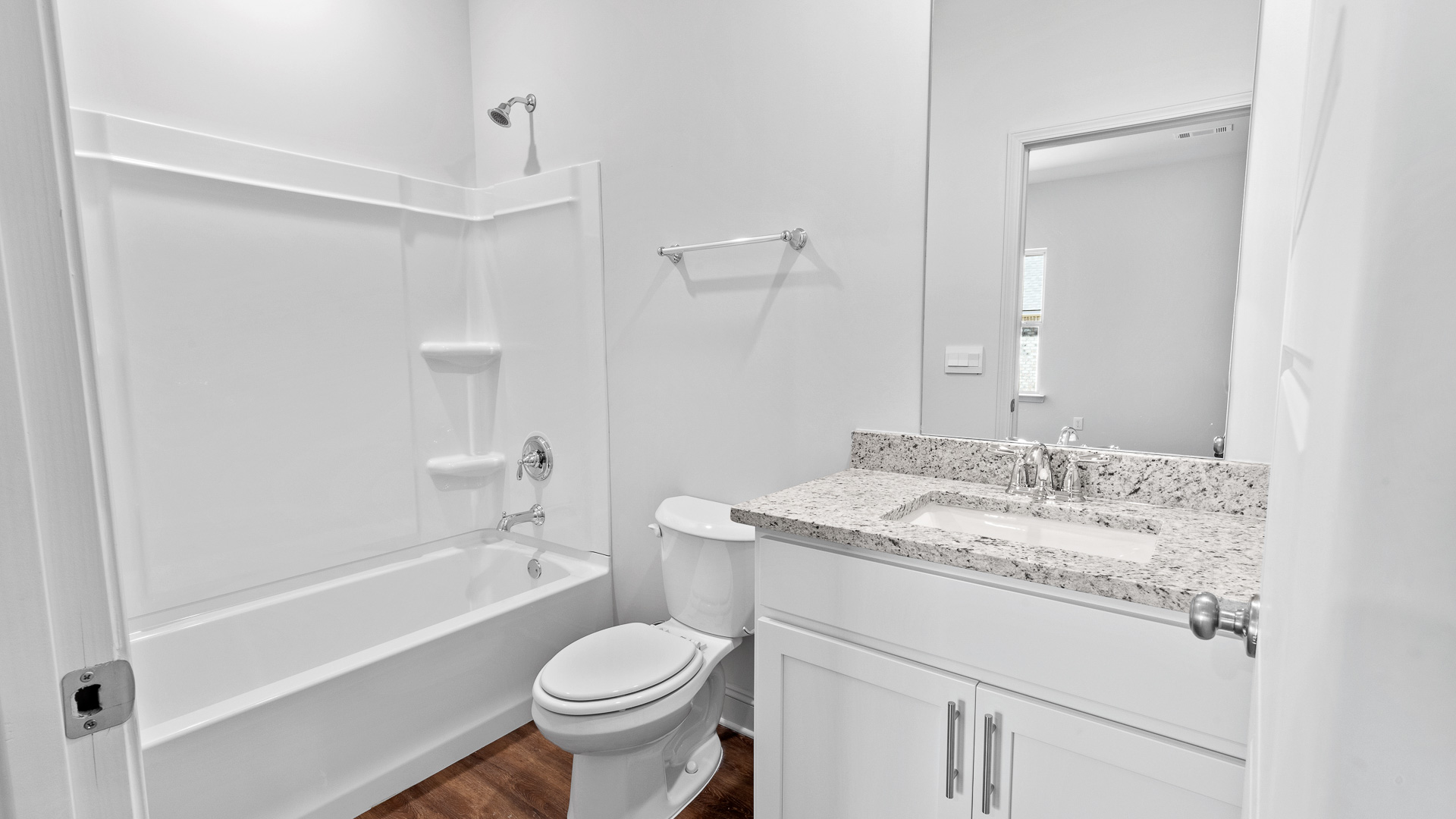 bathroom with shower tub combination with single vanity