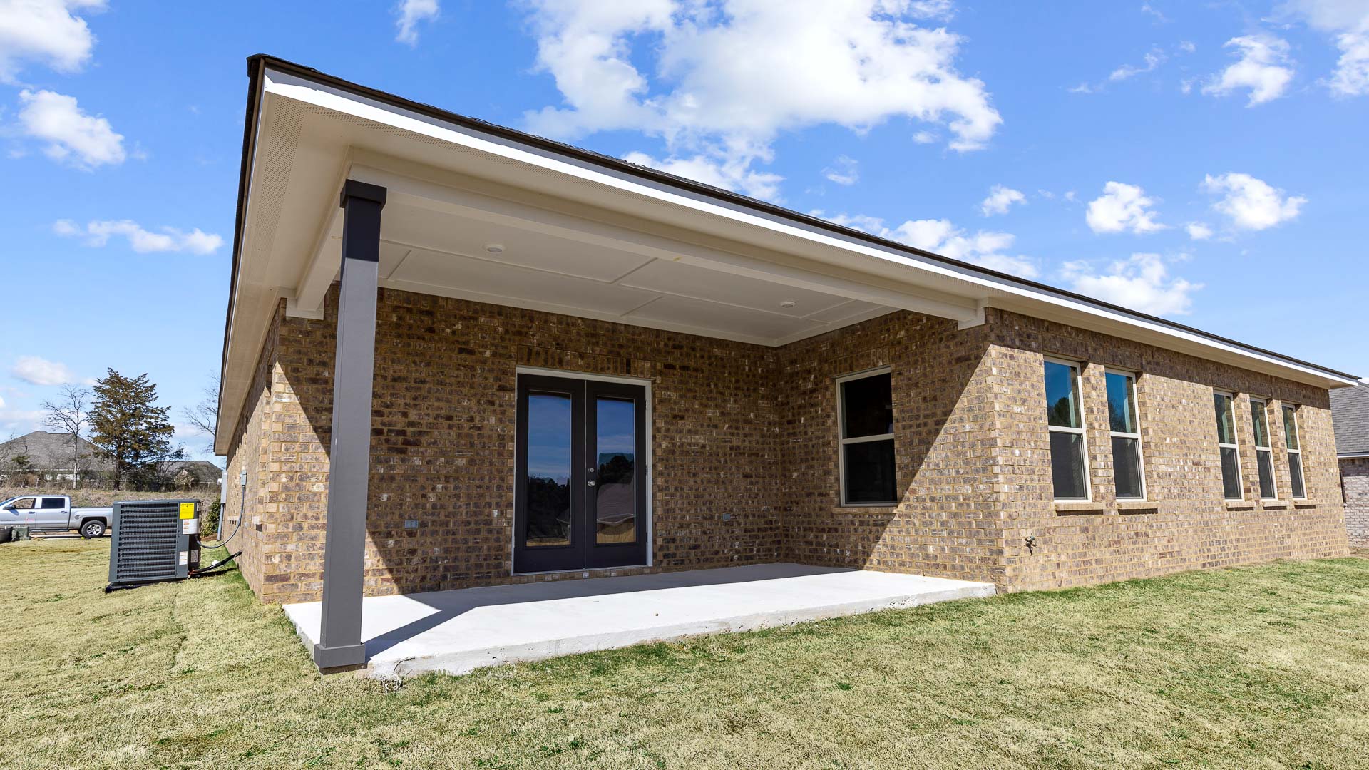 back patio opening up into greenspace