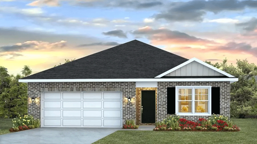 Single-story home with a two-car garage., New home in Jackson, MS