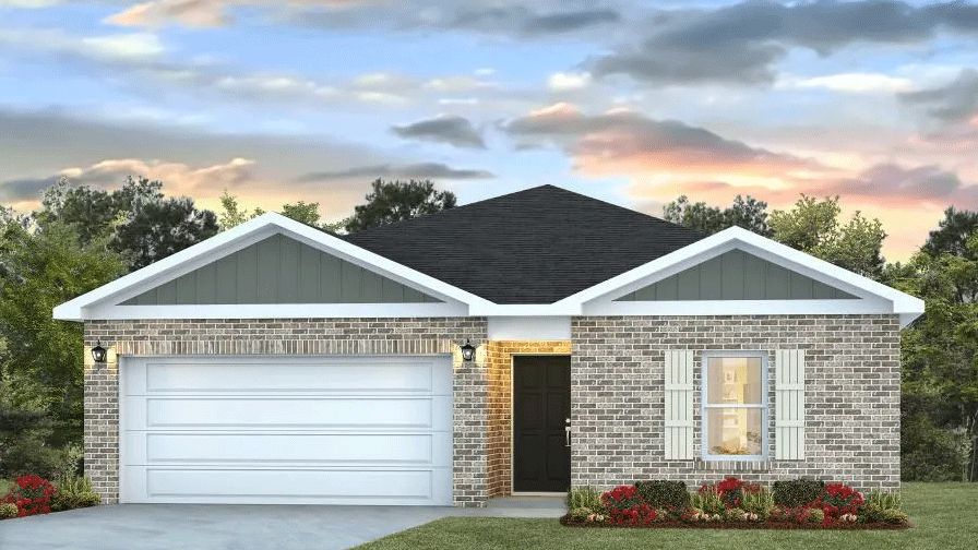 Single-story home with a two-car garage., New home in Jackson, MS.