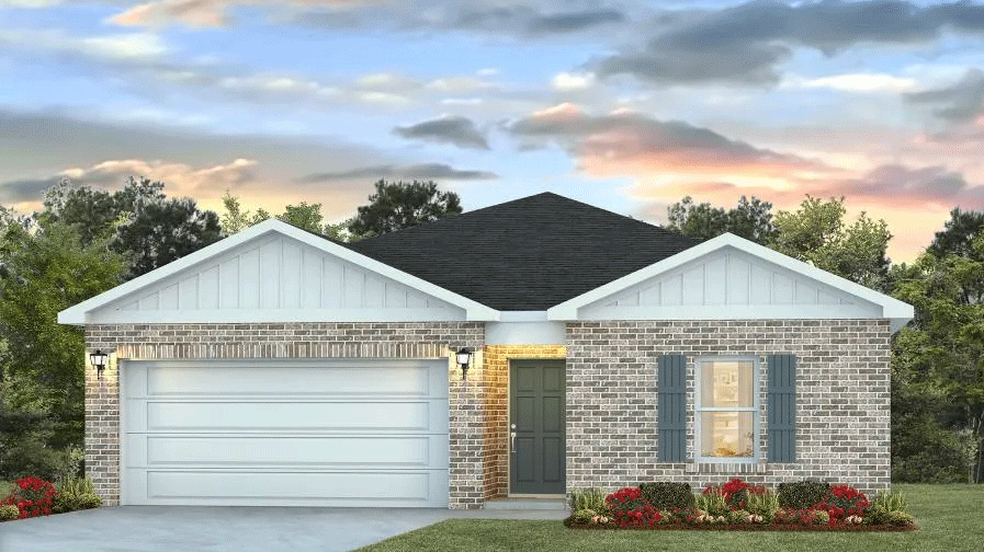 Single-story home with a two-car garage., New home in Jackson, MS.