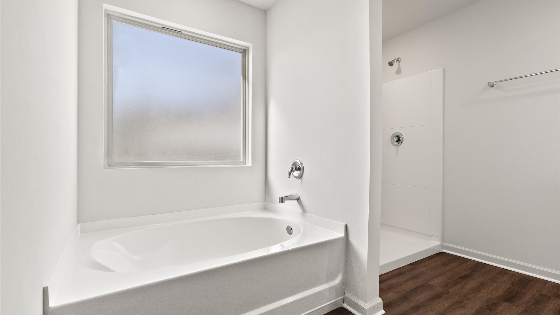 Garden tub with frosted window for natural light