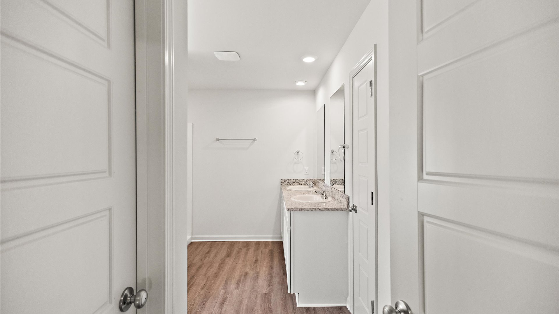 Primary bathroom with dual vanity