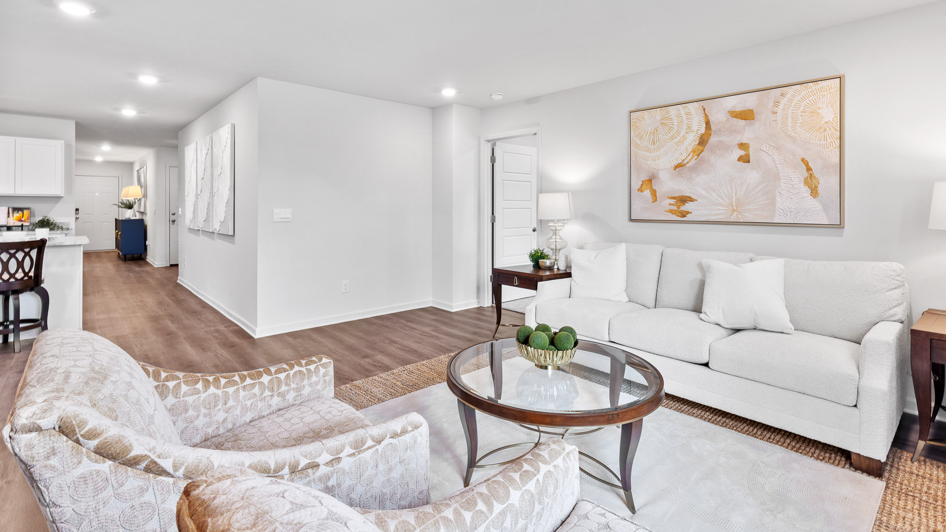 View of the kitchen and dining room from the living room.