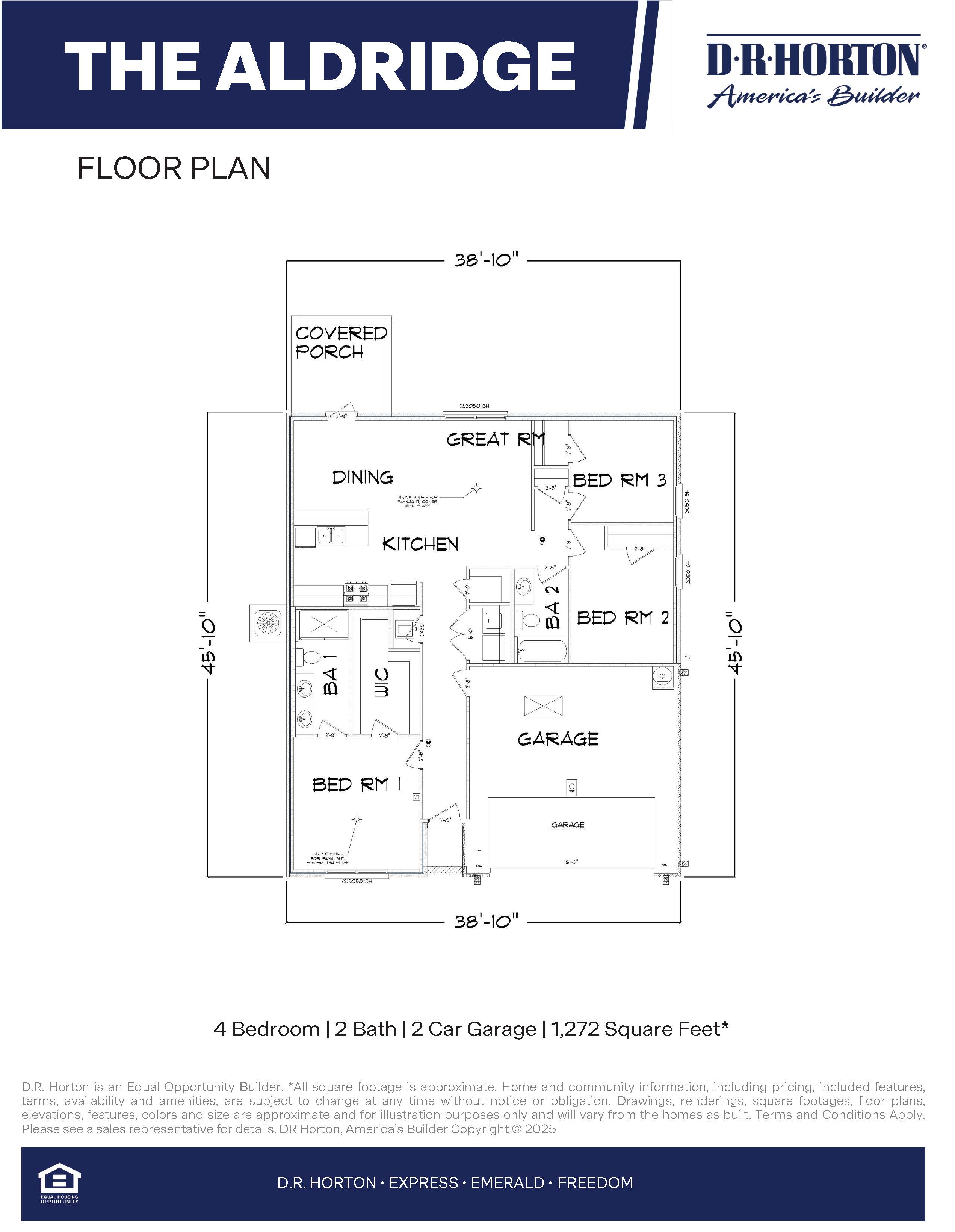 The Aldridge single story floor plan in Park View.