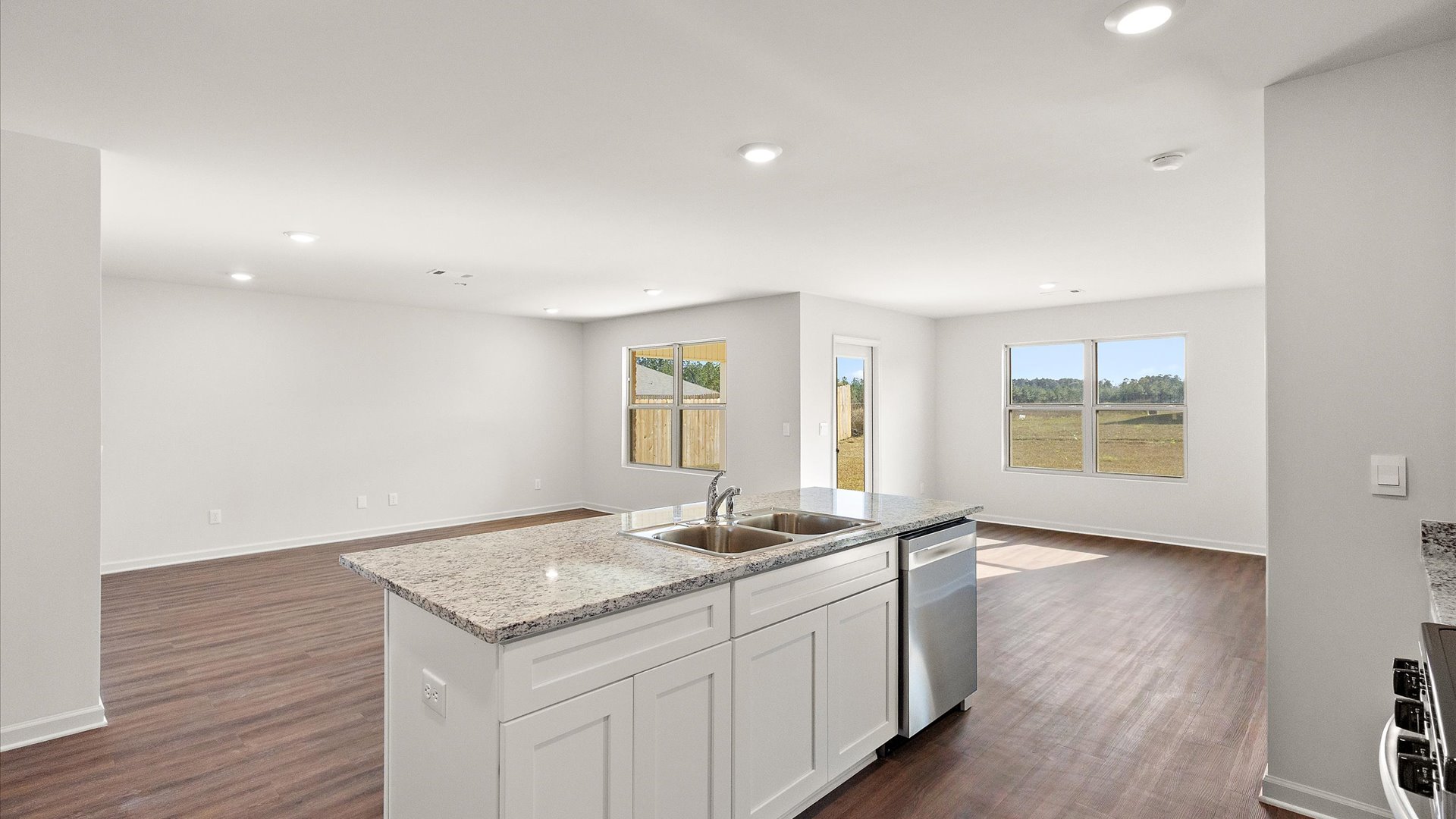 Kitchen overlooking the living space