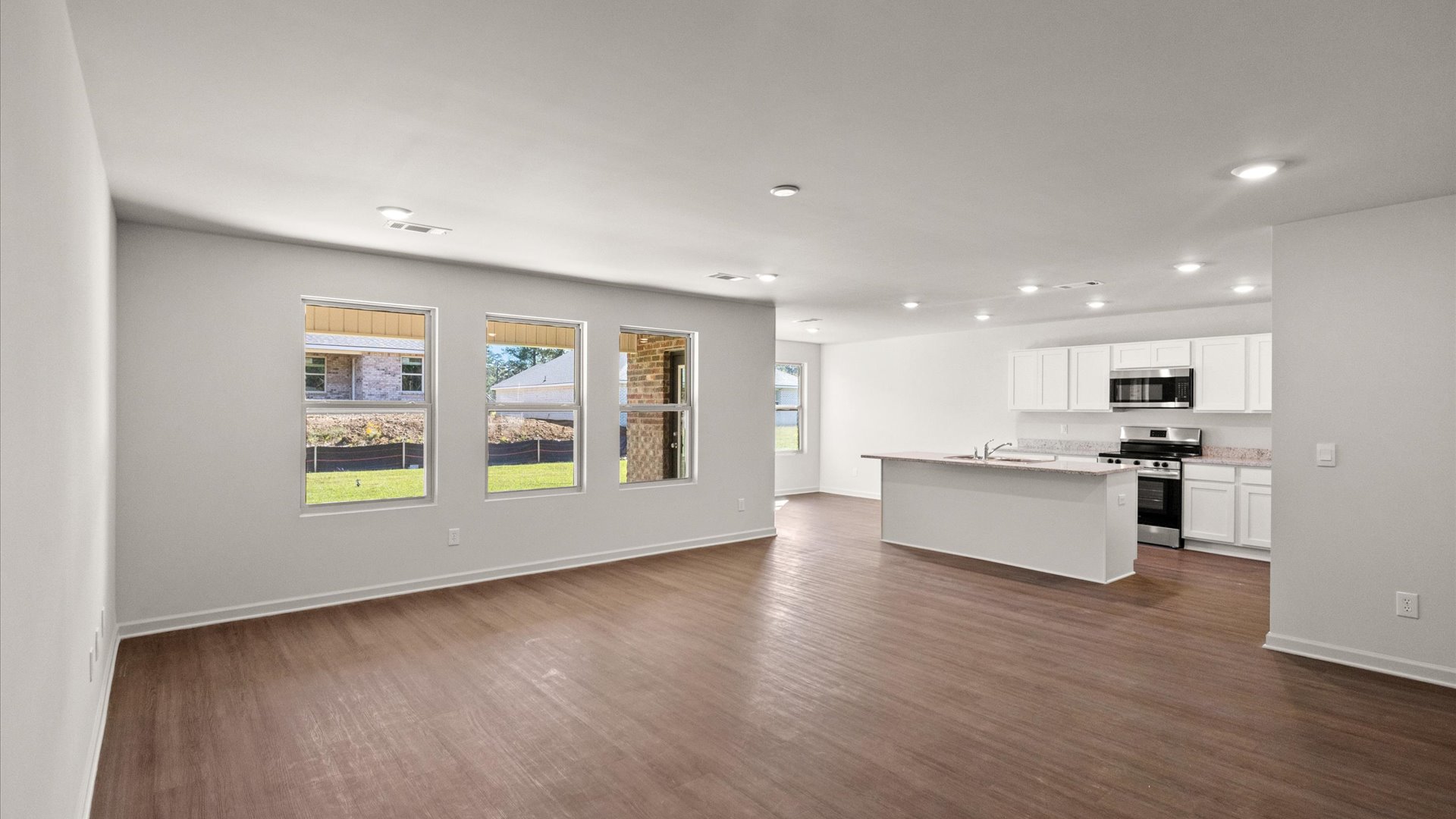 kitchen overlooking the living space