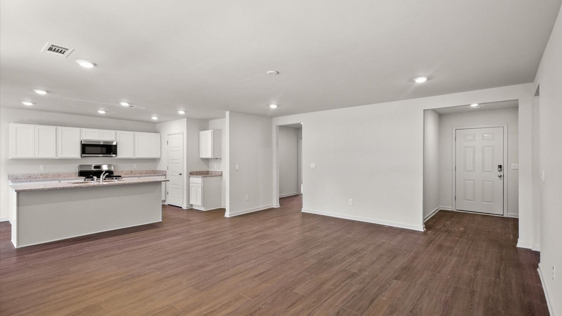 kitchen overlooking the living space