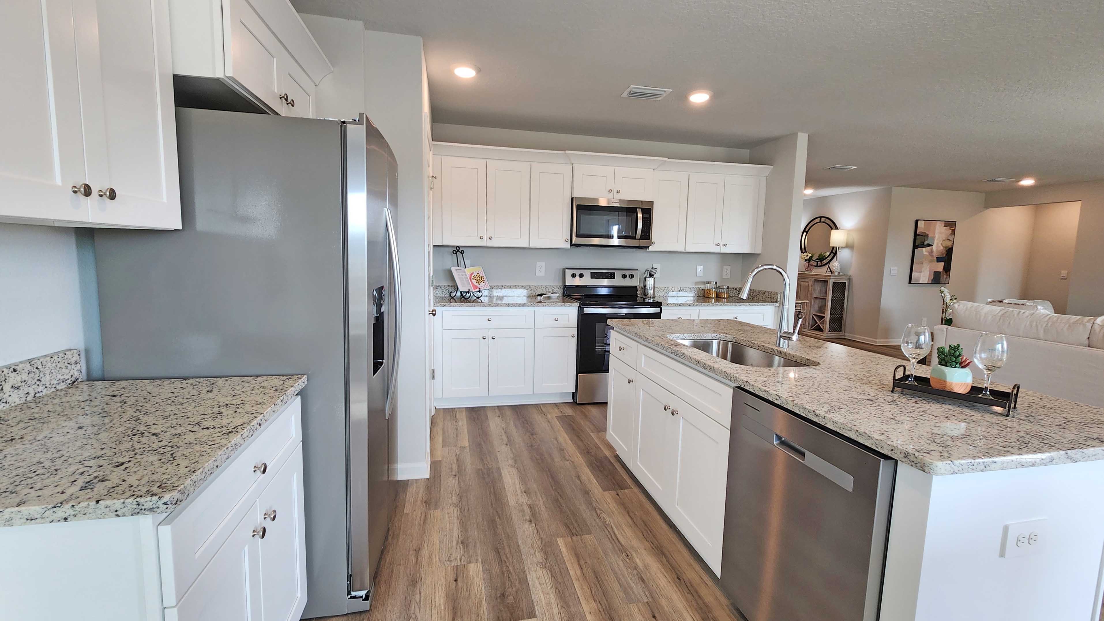 Kitchen with island and cabinets