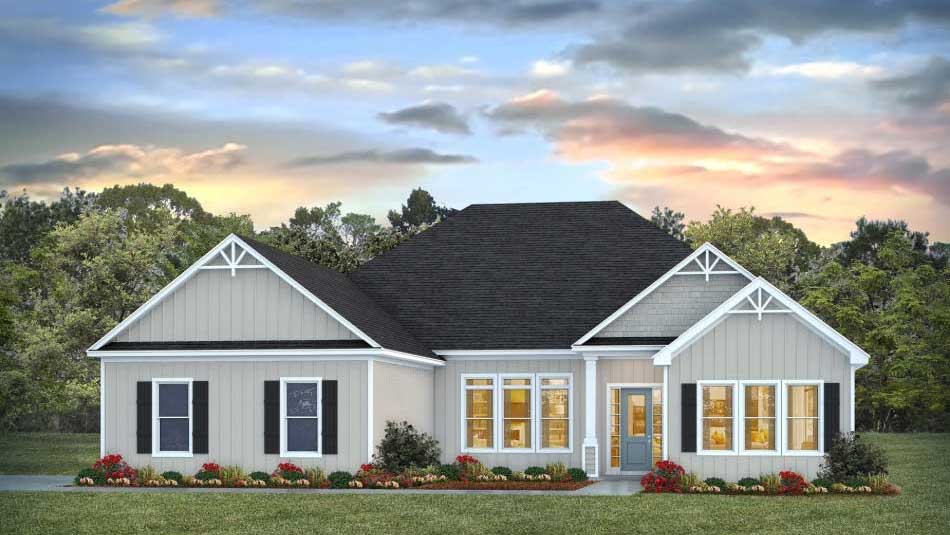 The Arabella single-story floor plan in White Oak Farms