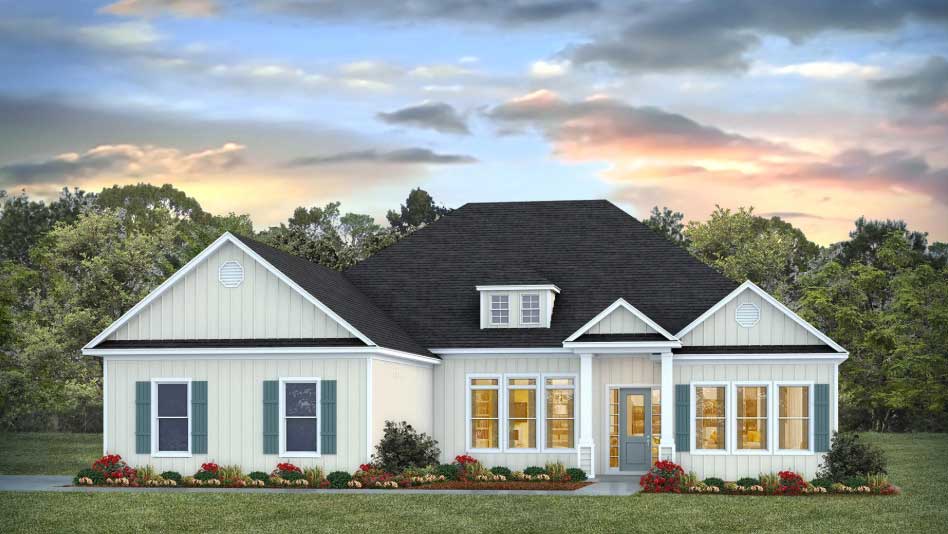 The Arabella single-story floor plan in White Oak Farms