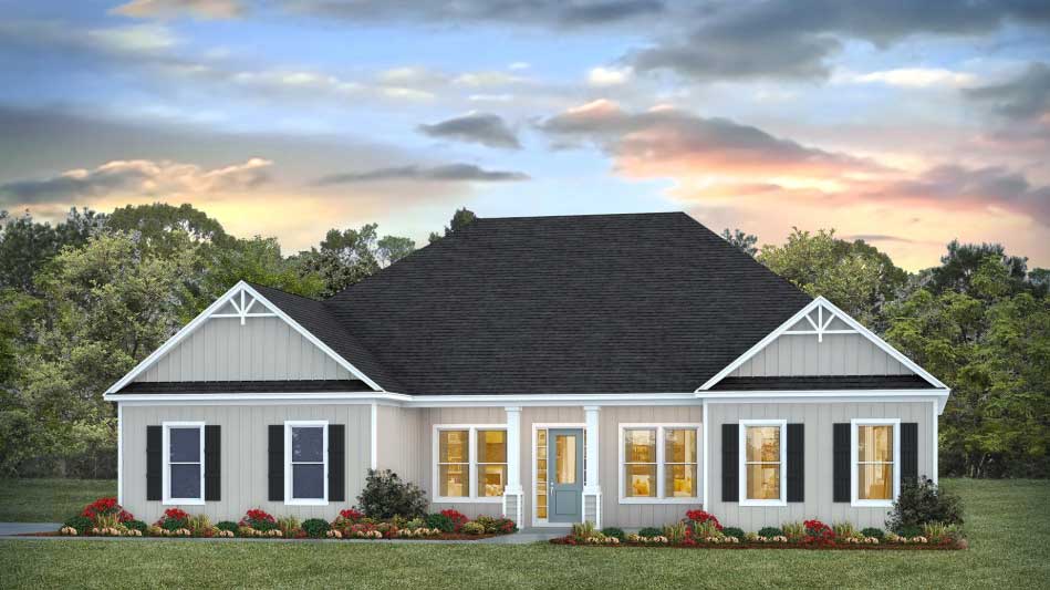 The Elena single-story floor plan in White Oak Farms