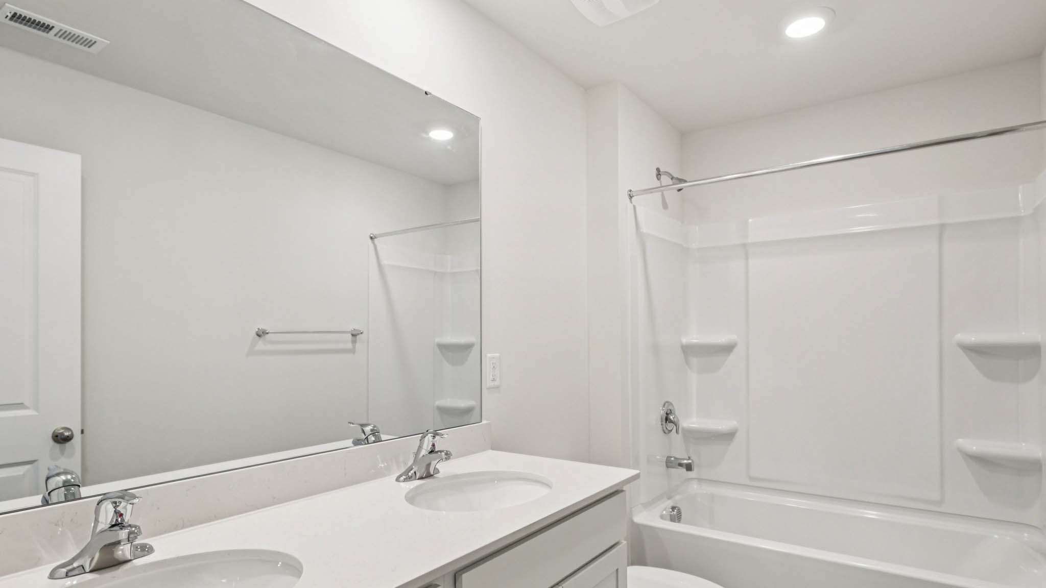 Bathroom with shower tub combination