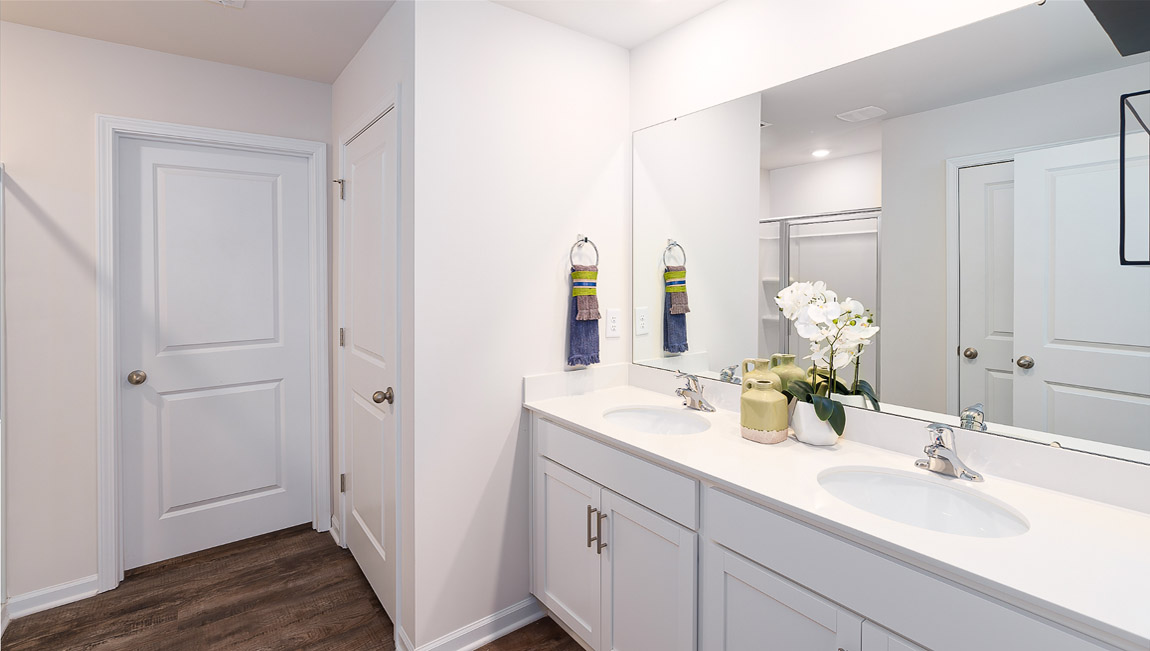 Primary bathroom with double sinks