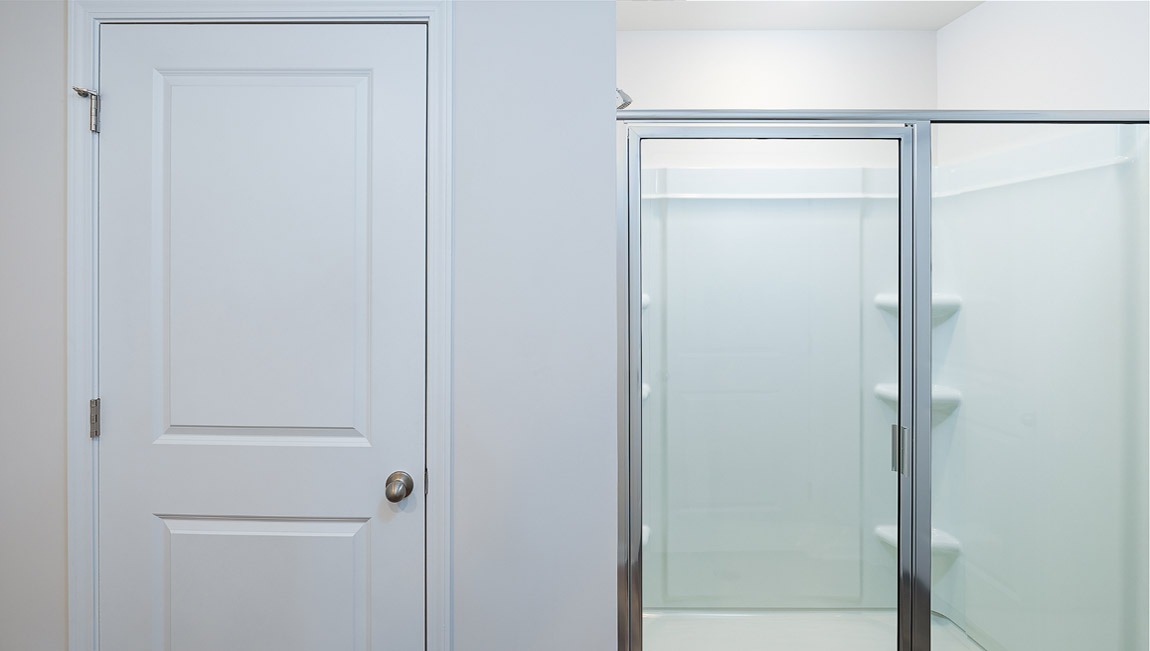 Primary bathroom with glass door shower