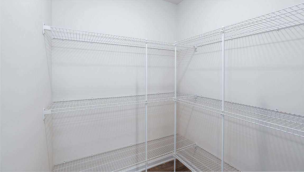 Kitchen pantry, with many racks for storage