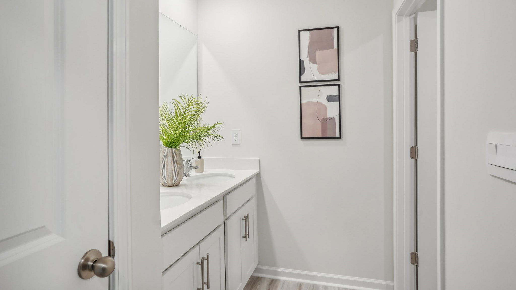 Bathroom with standing glass shower