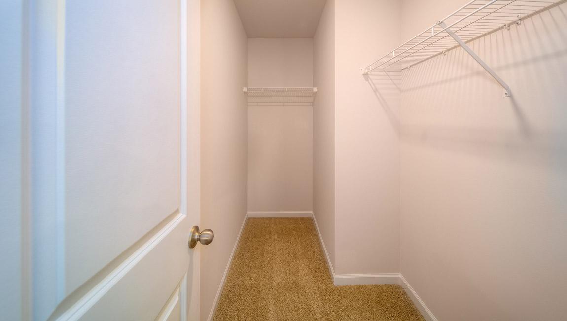 Carpeted walk in closet