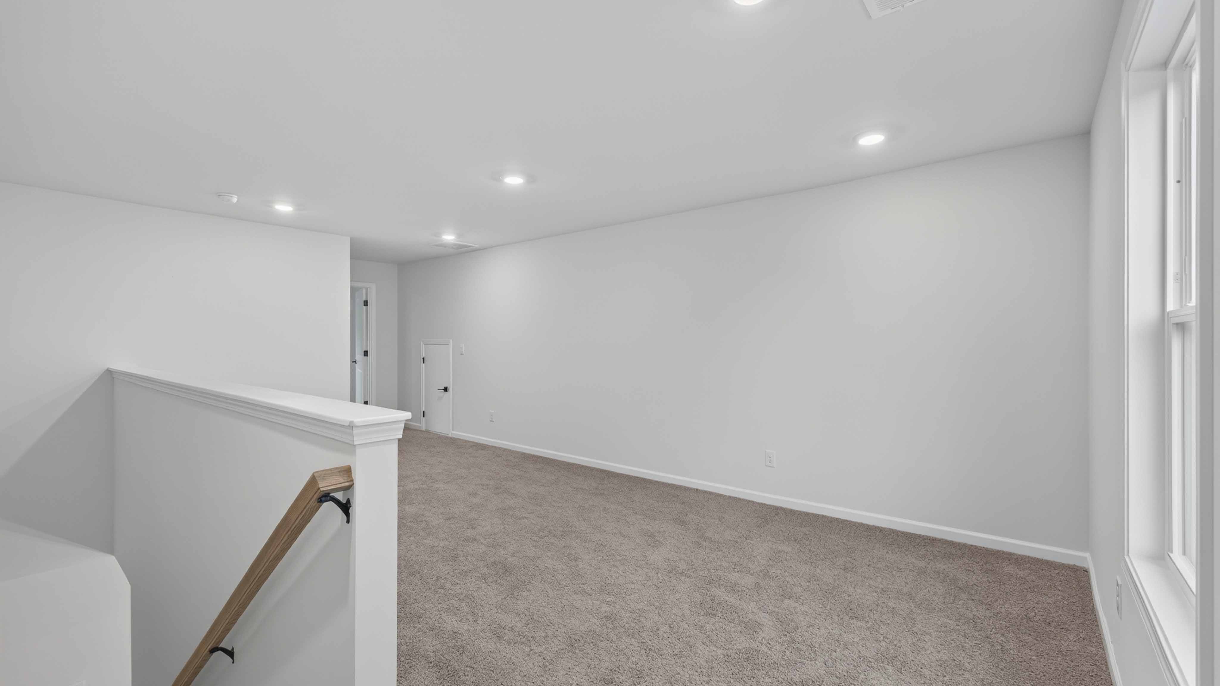 Landing area with carpet