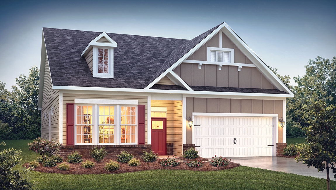 Azalea front exterior with siding and two car garage