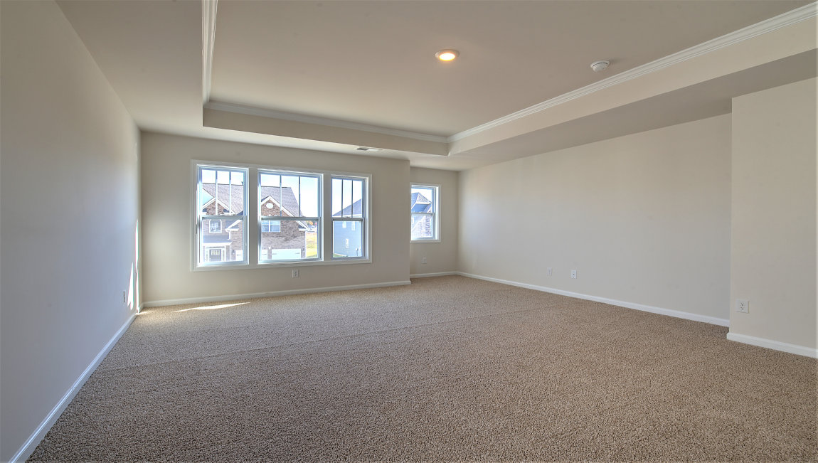 Carpeted bedroom with many windows