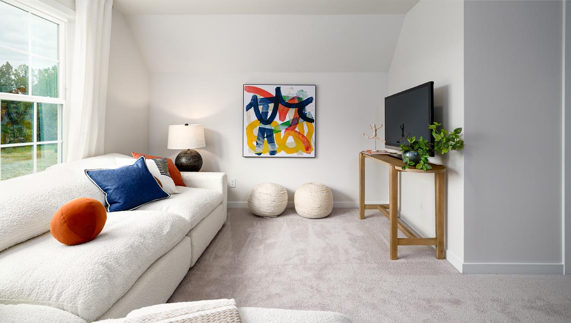 Upstairs carpeted loft