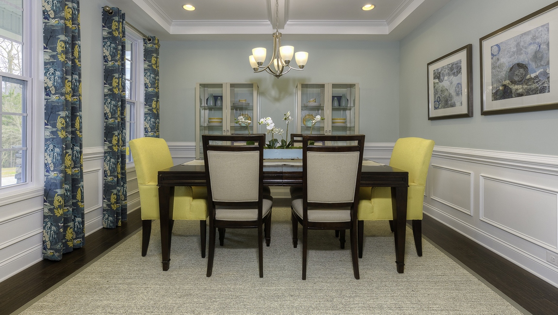 Dining room space with two windows
