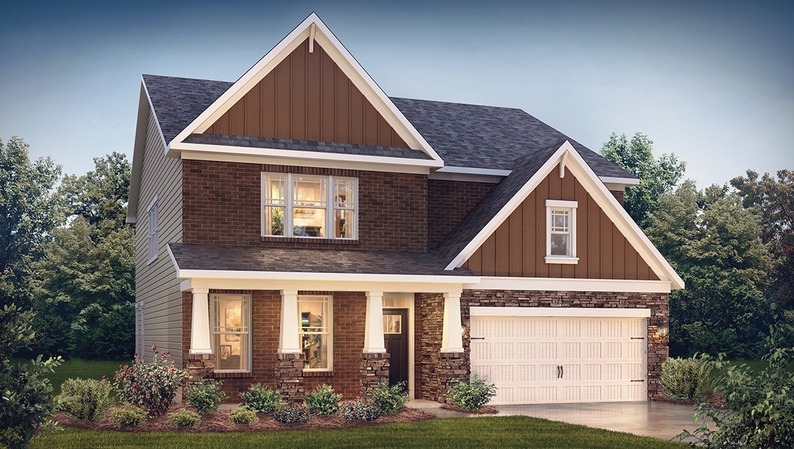 Hampshire front exterior with siding and two car garage