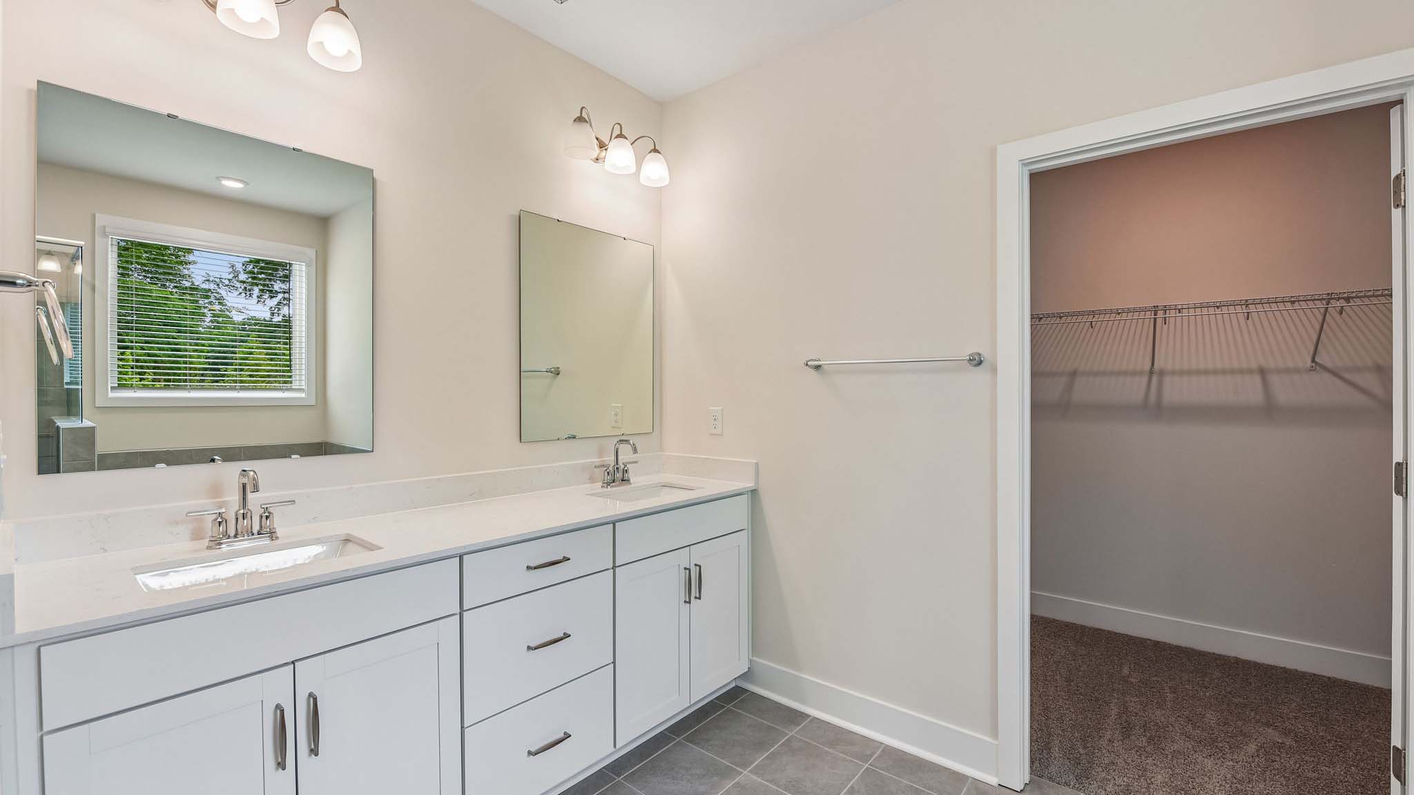 Primary bathroom with standing glass shower