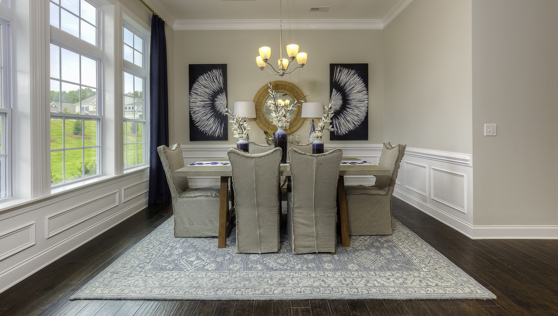 Dining room with large windows
