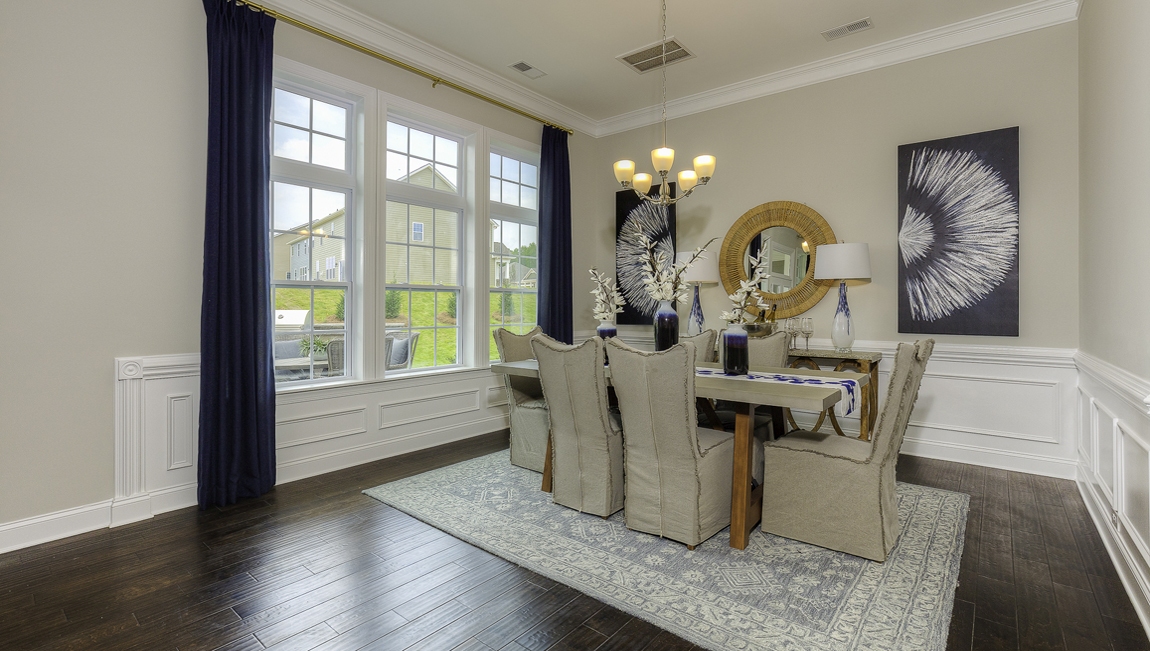 Dining room with large windows