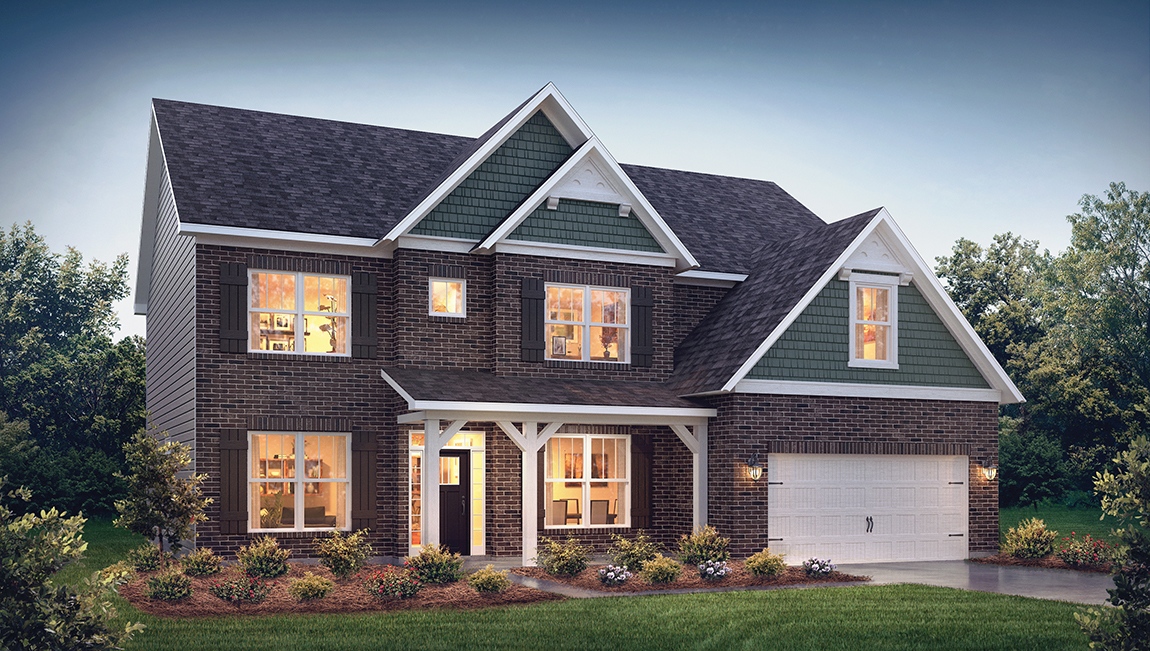 Washington front exterior with dark siding and stone