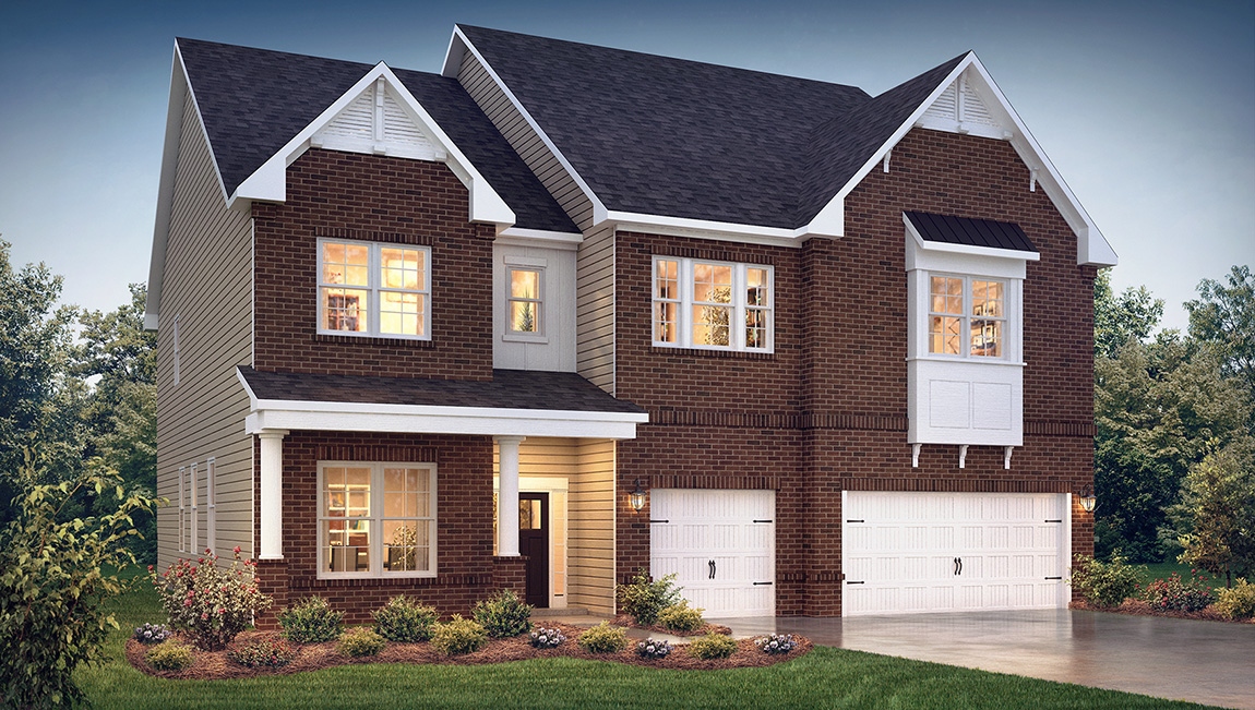 Jasmine front exterior with three car garage