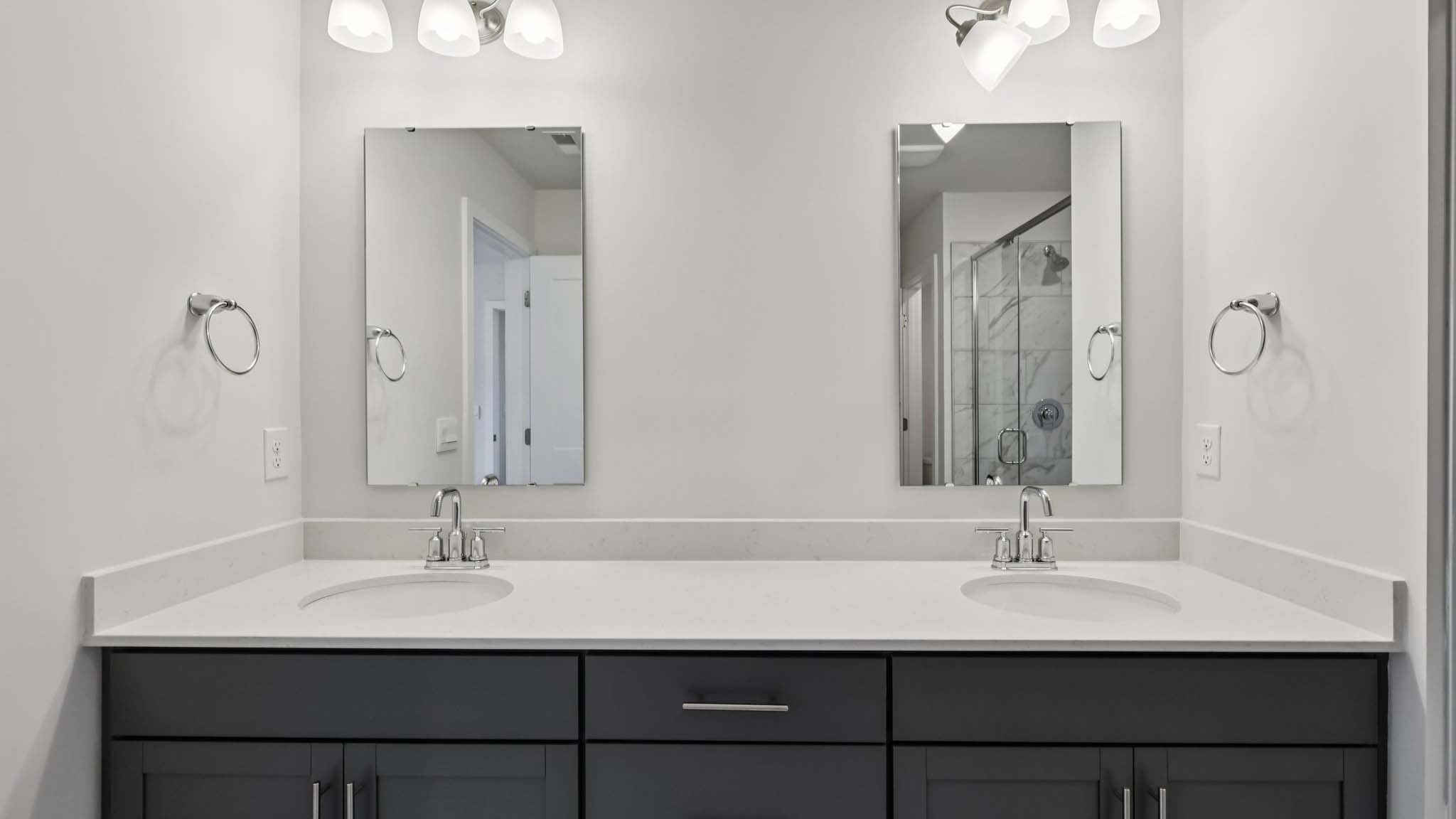Primary bathroom with standing glass shower