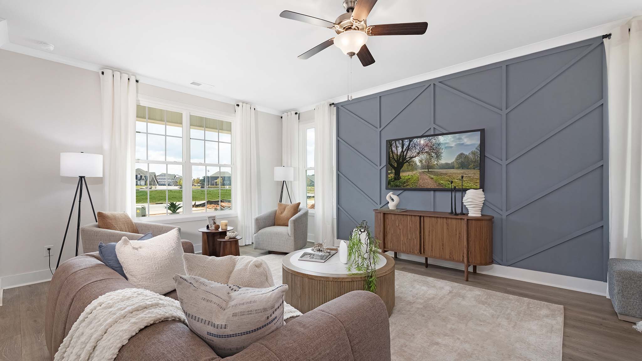 Living room with large windows