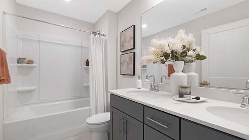 Bathroom with shower tub combination