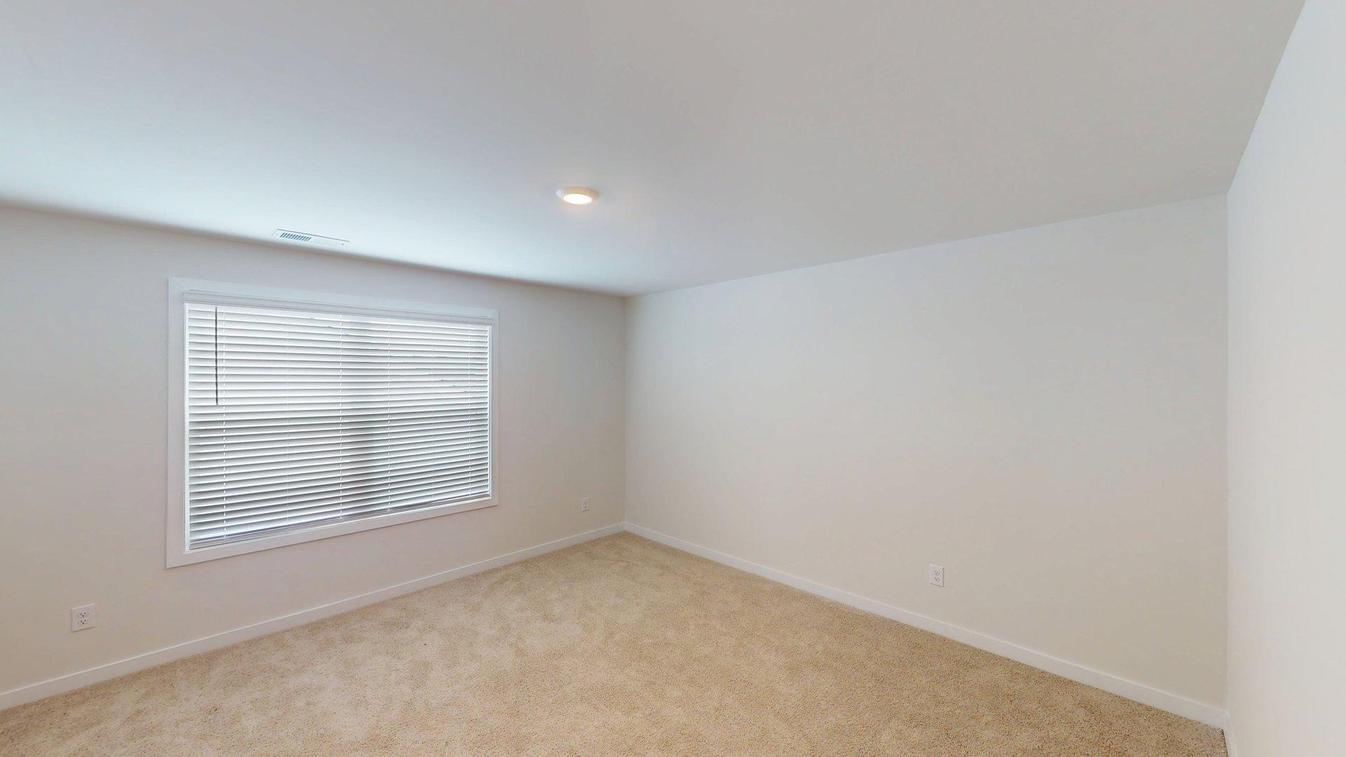 Large carpeted bedroom with windows