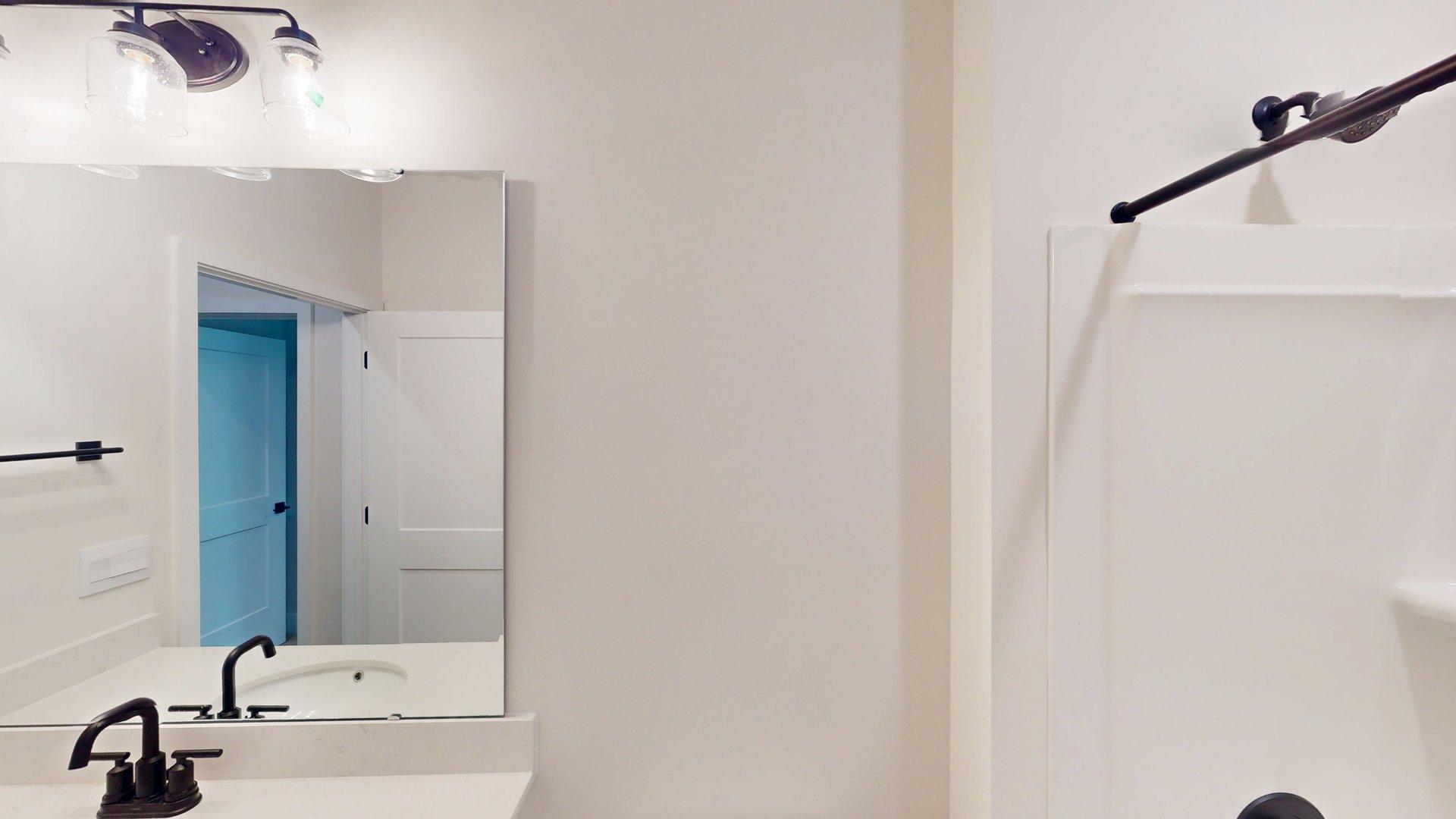 Bathroom with bathtub shower combination