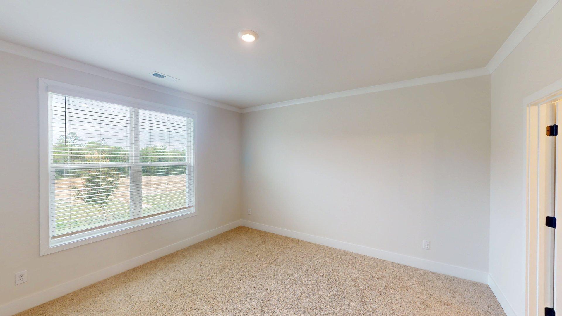 carpeted bedroom with large windows
