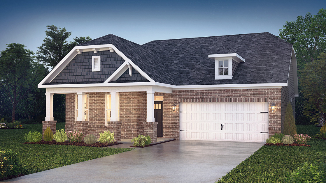 Cypress front exterior with stone and garage