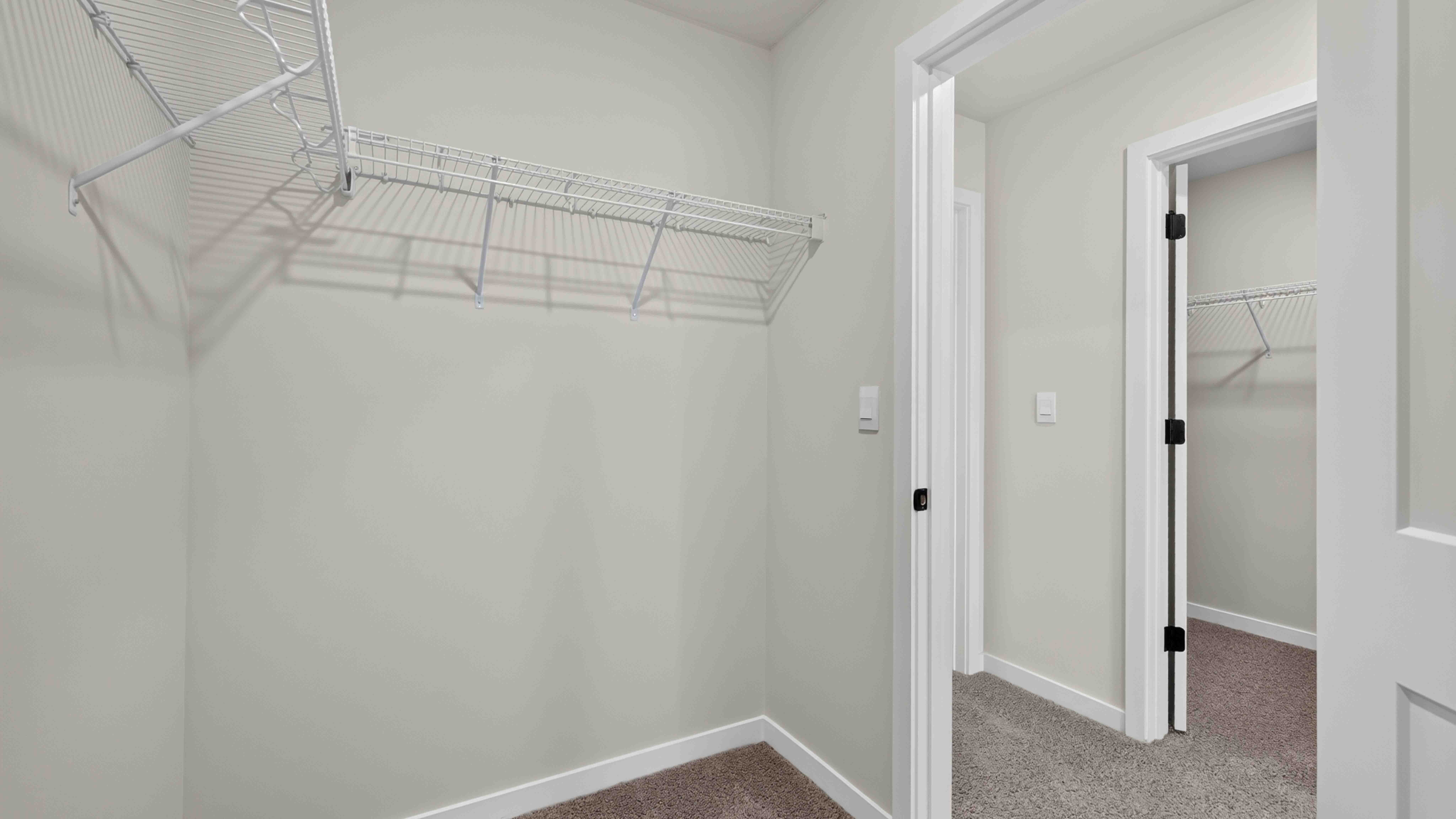 Carpeted walk in closet