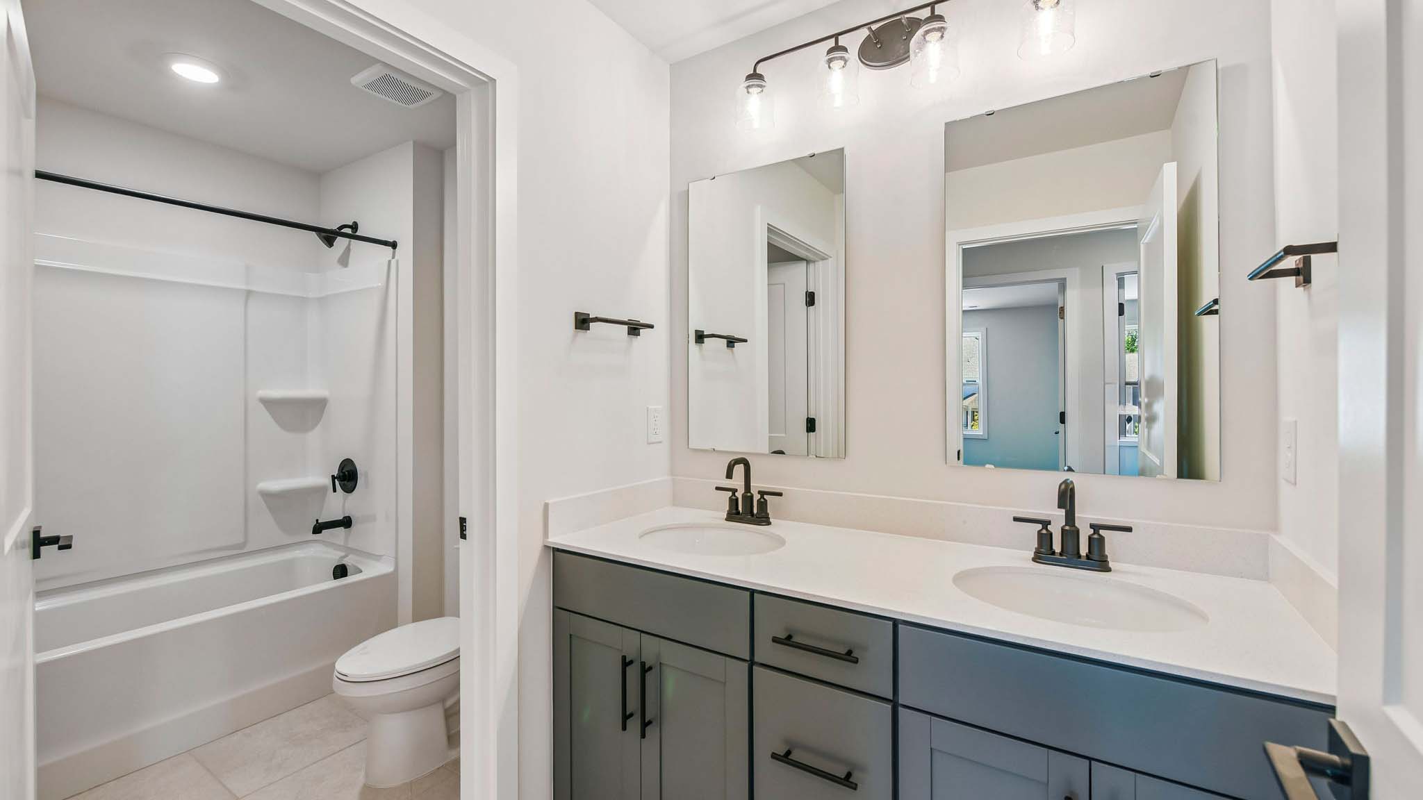 Bathroom with tub shower combination