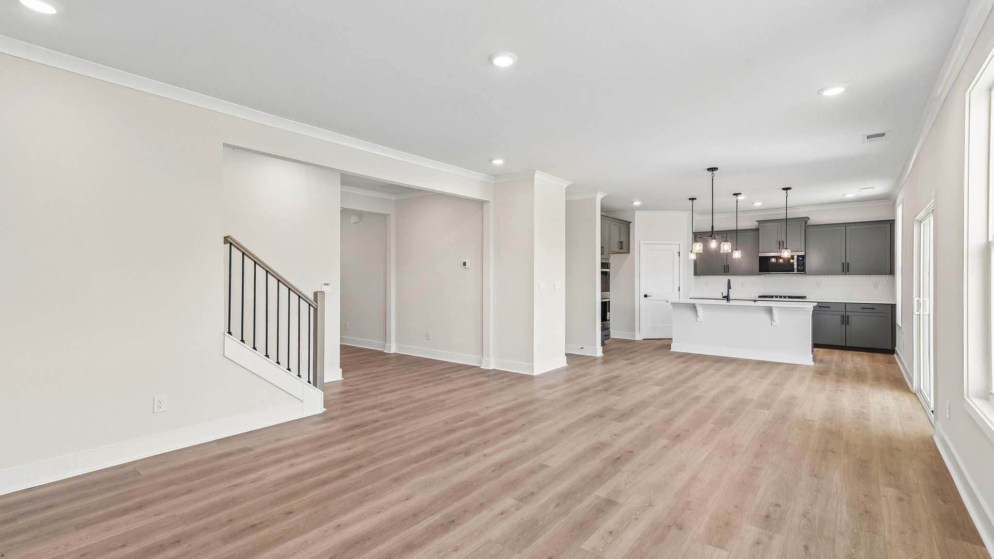 Living room area with windows