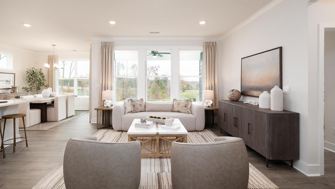 Living room with large windows
