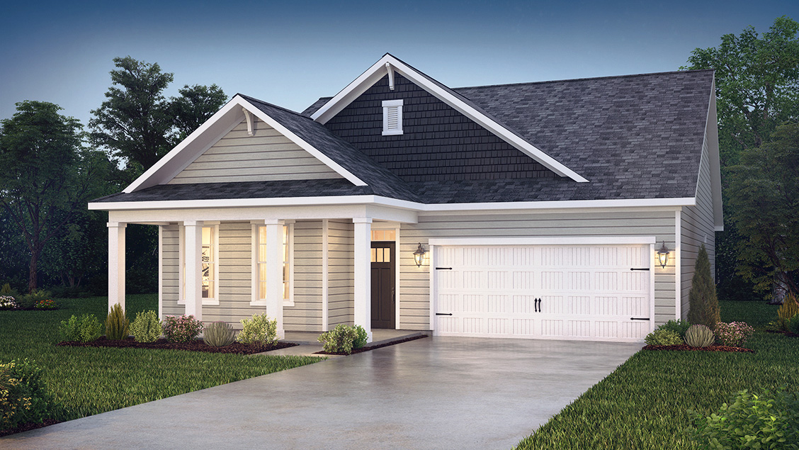 Cypress front exterior with two car garage