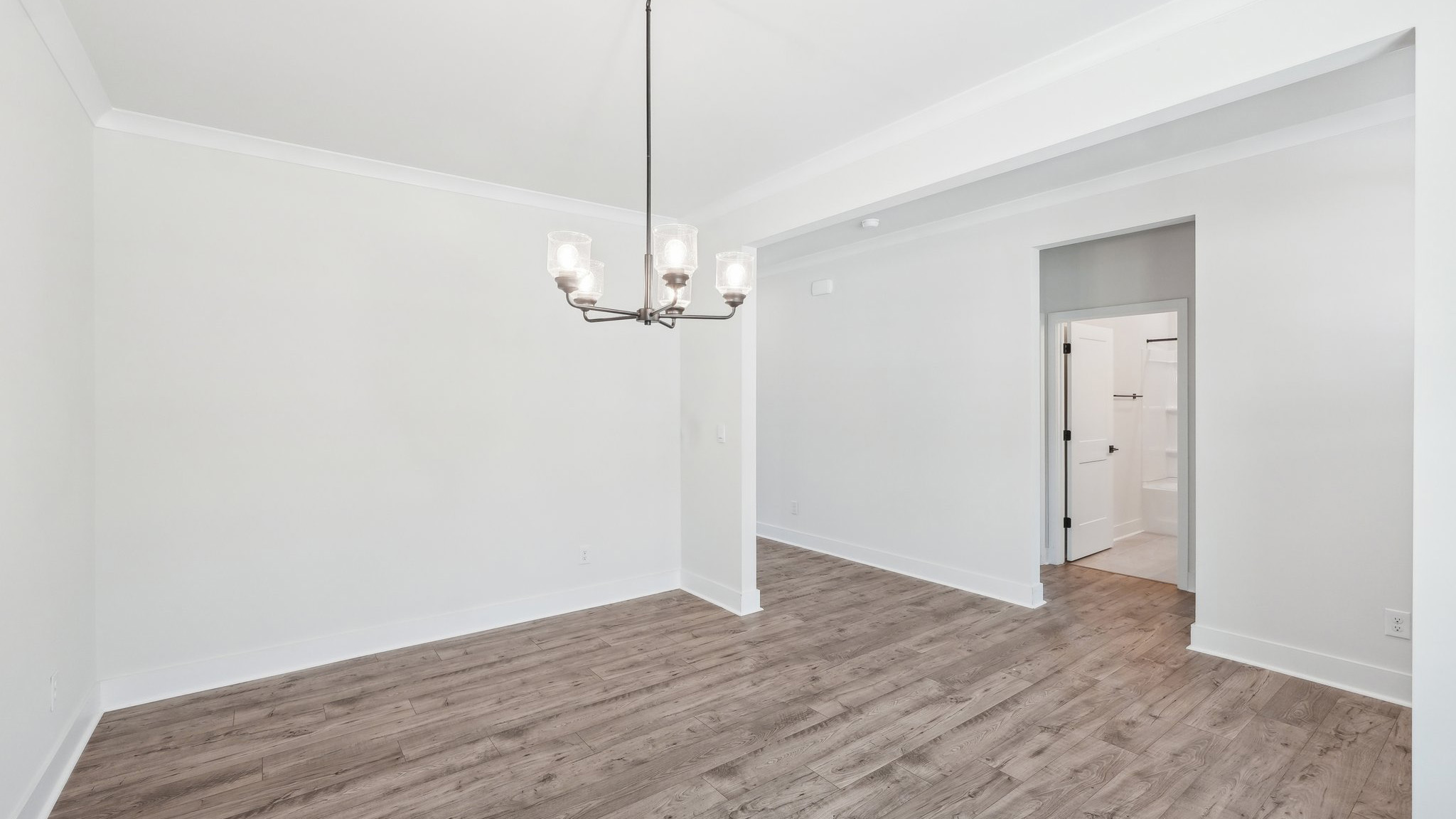 Dining room with hanging light