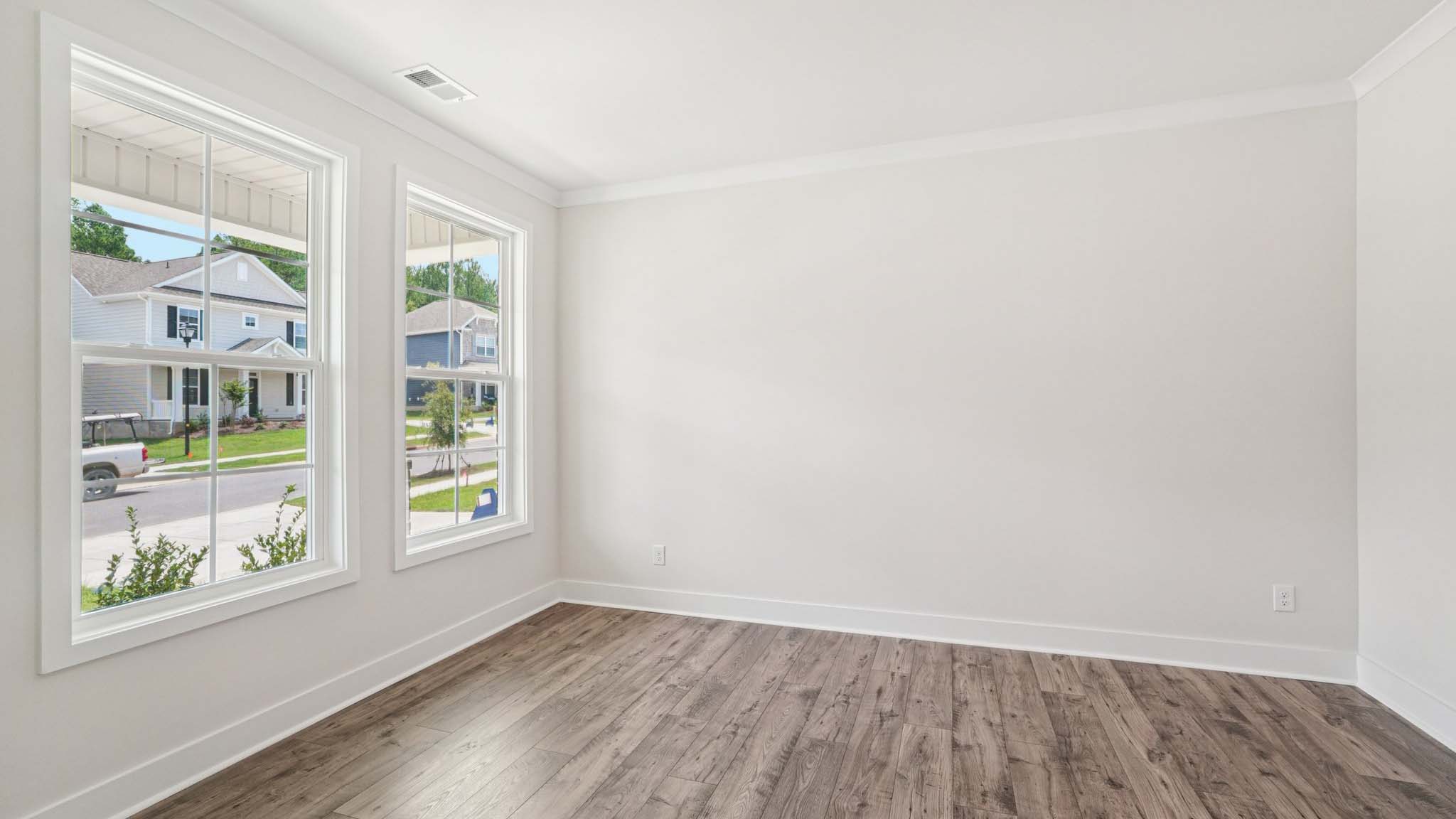 Flex office space with french doors and large window